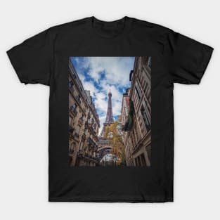 Eiffel Tower through parisian buildings T-Shirt